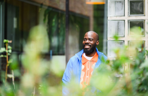 Student standing outside