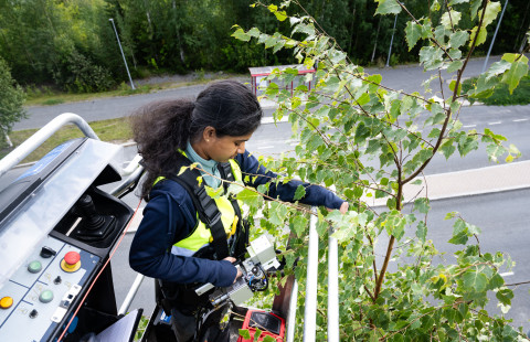 Tutkijatohtori Ramya Ambikapathi tekemässä mittauksia Kuopion Hiltulanlahdessa.