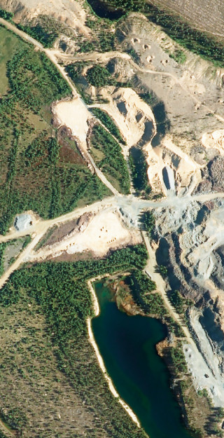 Aerial photo of a closed down mine.