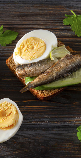 Fish and egg sandwiches