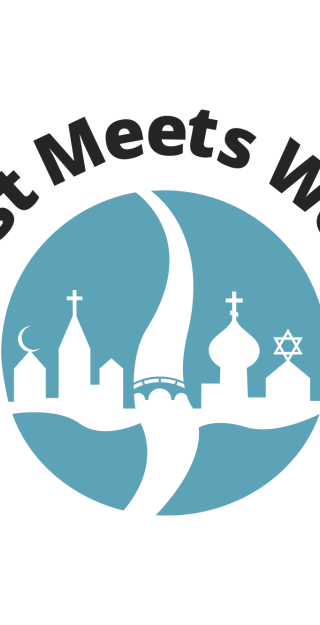 Logo with religious symbols.